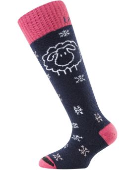 Skarpety Narciarskie Dziecięce/Młodzieżowe Lasting SJW 70% Merino Wool Czarno-Czerwony (903) XXS (24-28)