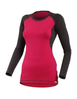 Koszulka damska z długim rękawem Lasting DITA 100% Merino Wool Różowo-Grafitowy (4788)