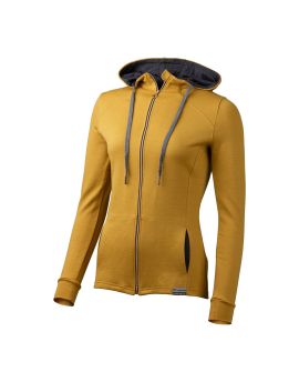 Bluza damska z kapturem Lasting KARMINA 100% Merino Wool Żółty (C248)