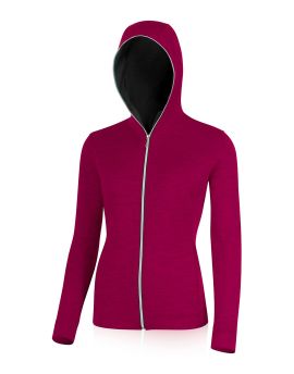 Bluza damska z kapturem Lasting KENY 100% Merino Wool Różowy (474S)