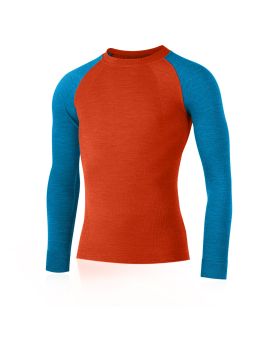 Koszulka męska z długim rękawem Lasting MAPOL 93% Merino Wool Pomarańczowy/Niebieski (2151)