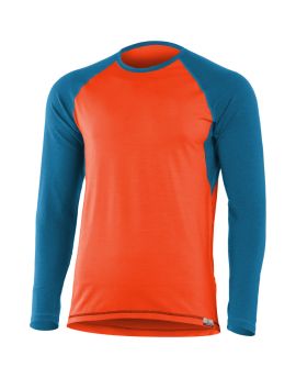 Koszulka męska z długim rękawem Lasting MARIO 100% Merino Wool Pomarańczowy/Niebieski (2151)