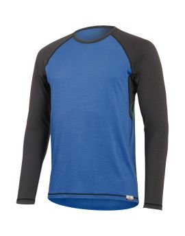Koszulka męska z długim rękawem Lasting MARIO 100% Merino Wool Niebieski/Szary (5180)