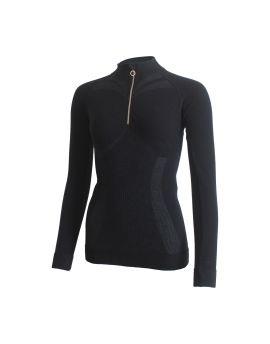 Koszulka damska z długim rękawem Lasting MAZALA 93% Merino Wool Czarny (9090)