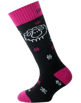 Skarpety Narciarskie Dziecięce Lasting SJW 70% Merino Wool Czarno-Różowy (948) XXS (24-28)
