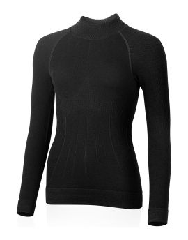 Koszulka damska z długim rękawem Lasting WALISA 80% Merino Wool Czarny (9090)