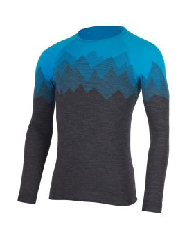 Koszulka męska z długim rękawem Lasting WELOR 90% Merino Wool Niebieski (5158)