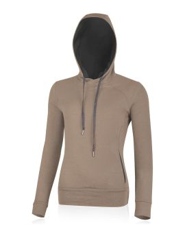 Bluza damska z kapturem Lasting WESIA 100% Merino Wool Jasnobrązowy (7378)